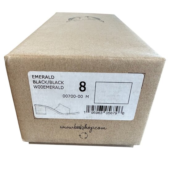 NEW in Box Beek Leather Emerald Heel Sandals in Black Sizes 8, 9 - Picture 8 of 9